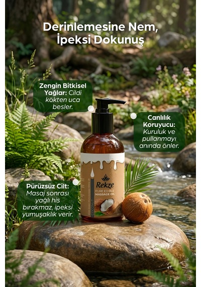 3 Lü Hindistan Cevizi Aromalı Masaj Yağı 120 Ml X 3 Kokulu, Su Bazlı, Cilt Dostu Set - 304985222