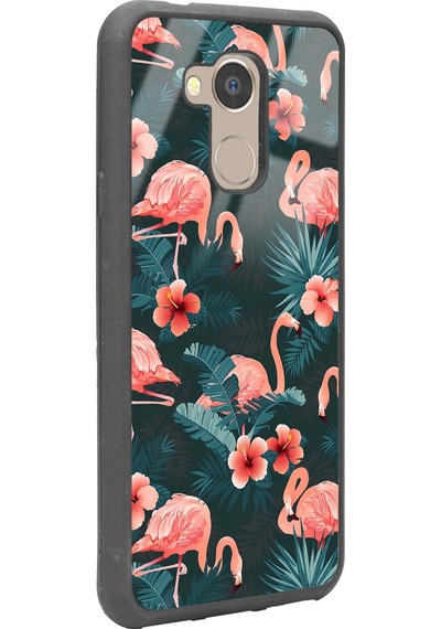 General Mobile Gm 8 Flamingo Leaf Tasarımlı Glossy Telefon Kılıfı Çok Renkli
