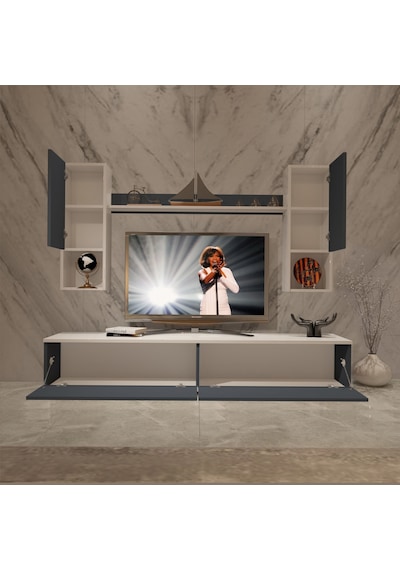 Decoraktiv Eko 5da Mdf Std Tv Ünitesi Tv Sehpası Beyaz - Antrasit
