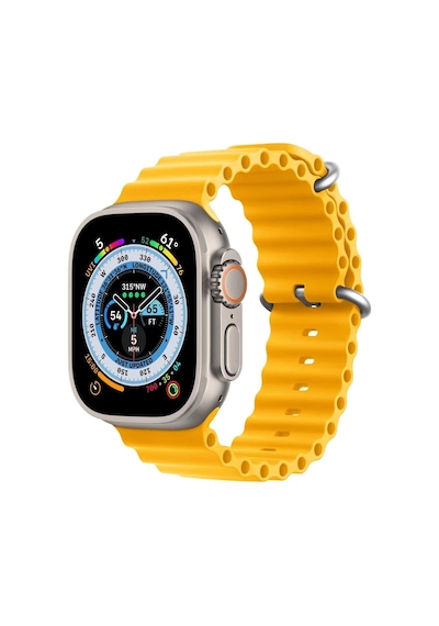 Microsonic Apple Uyumlu  Watch Series 7 41mm Kordon Ocean Band Sarı