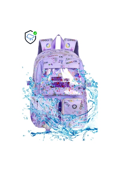 Waddell Kawaii Kore Tarzi Twil Kumas Desenli Sirt Cantasi Beslenme Cantasi Ve Kalemlikli Uclu Se Mor