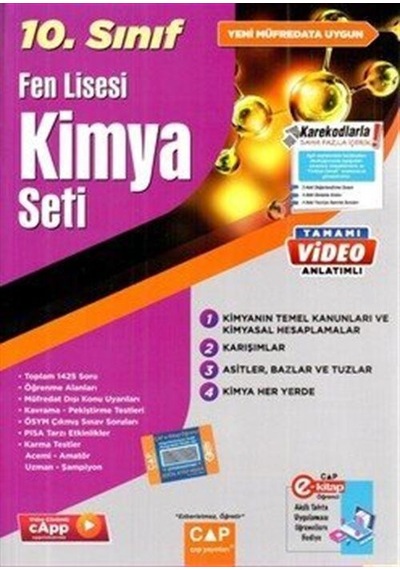 2023 10.Sınıf Kimya Fen Lisesi Set -  Çap Yayınları