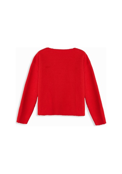 Denokids Crop Top Kız C Ocuk Kırmızı Sweatshirt Çok Renkli