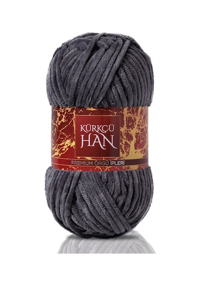 Kadife Örgü İpi 50gr %100 Polyester Yumuşak Pofuduk Gri
