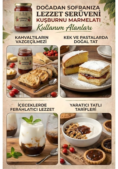 Şifakür Kuşburnu Marmelatı Katkısız Şeker İlavesiz Doğal Kahvaltılık 850g