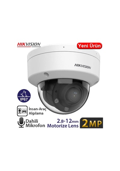 Hıkvısıon Ds-2cd1723g2-lızsu 2mp 2.8-12mm Mot. Smart Hybrıd Ip67 Ik08 512gb Ip Dome Kamera-30mt.