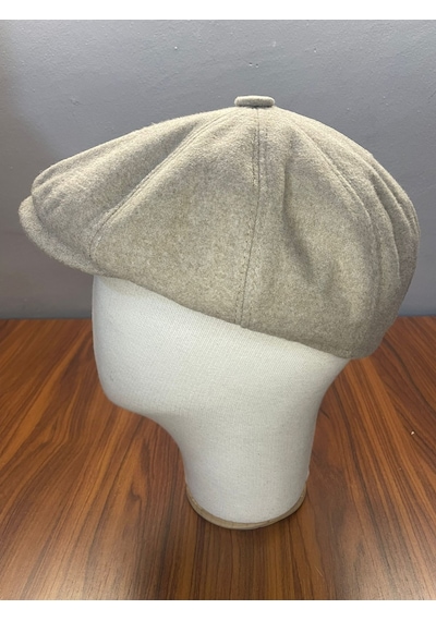 Hamze Peaky Blinders İngiliz Vintage Model Kışlık Kaşe Kasket Şapka Açık Bej