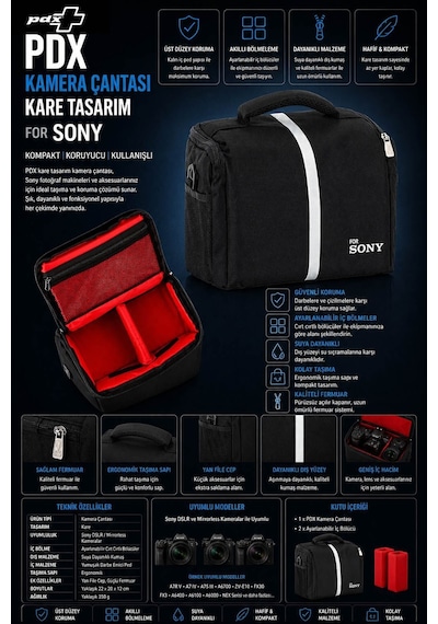 Pdx Kamera Çantası Kare Tasarım For Sony