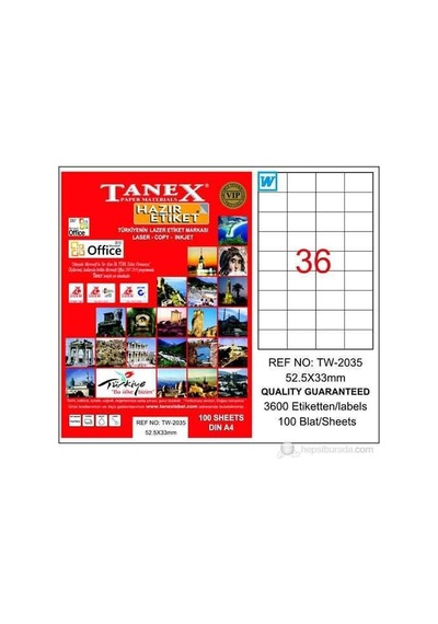 Tanex Tw-2035 Beyaz Etiket 52.5 X 33 MM