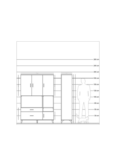 Hyperion Dolap 7 Raflı 2 Çekmeceli 4 Kapaklı 132x44x195 Antra... Antrasit