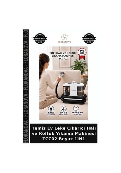 Temiz Ev Leke Çıkarıcı Halı Ve Koltuk Yıkama Makinesi Tcc02 Beyaz 1ın1