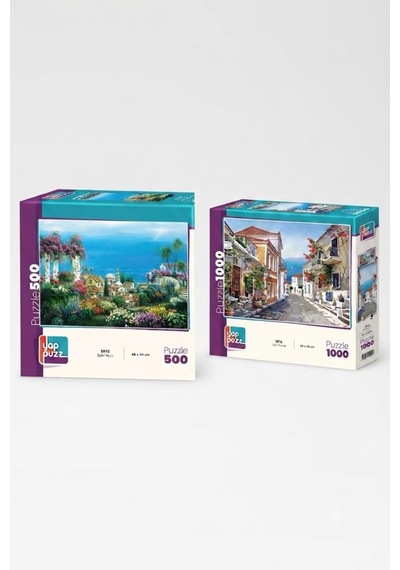 Sahil Sokak Ve Sahil Köyü İkili Set - 1000 + 500 Parça İkili Puzzle Seti