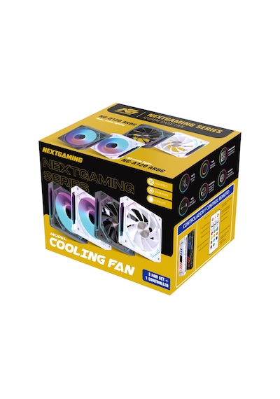 NG-A120B 3 Adet 120mm Kasa Fan 11X ARGB PWM Slot Kontrolcü ve Kumanda Siyah