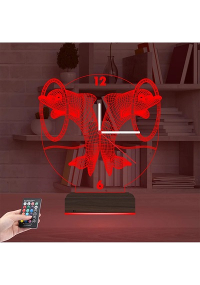 Luvivia Yunus Balığı V2 Saatli 3d Lamba - Masa Gece Lambası Şeffaf