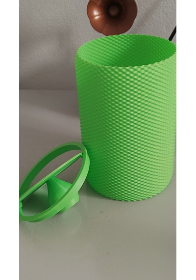 Modern Geometrik Dokulu Döner Kapaklı Masaüstü Çöp Kutusu- 18 Cm - Elma Yeşili Yeşil