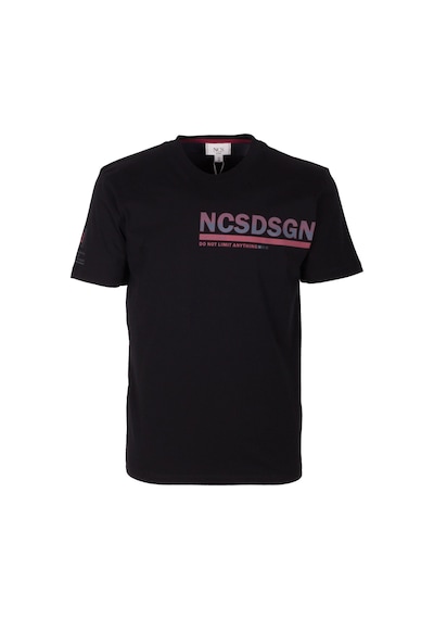Erkek Tişört Bisiklet Yaka Siyah Slim Fit Baskılı T-shirt Ncs Jeans 1296 Siyah