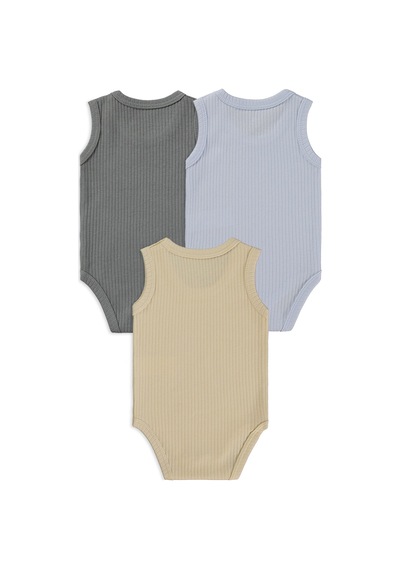 Minidamla Baby Minidamla Askılı Basic 3'lü Set 1-18 Ay Çıtçıtlı Badi - Mavi