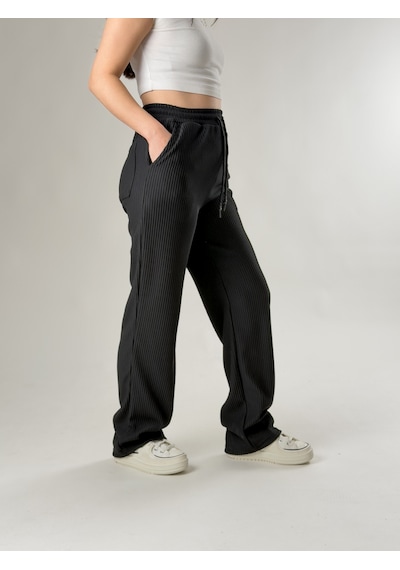 Cocopelli Siyah Fitilli Kadın Baggy Pantolon Coc2672 Siyah