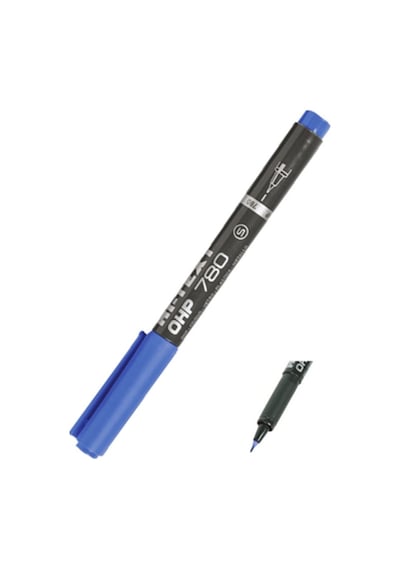 Hi-Text 12 Adet  Ohp   Asetat Kalemi Mavi 780-SM  S  İnce Uçlu Permanent Mavi