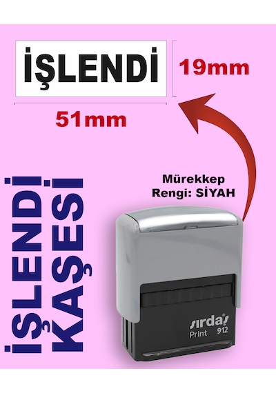 İşlendi Kaşesi, 912 19mm 51mm Siyah Keçeli Otomatik Kaşe