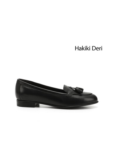 Gönderi(R) Gönderi R Siyah Püsküllü Hakiki Deri Babet Siyah