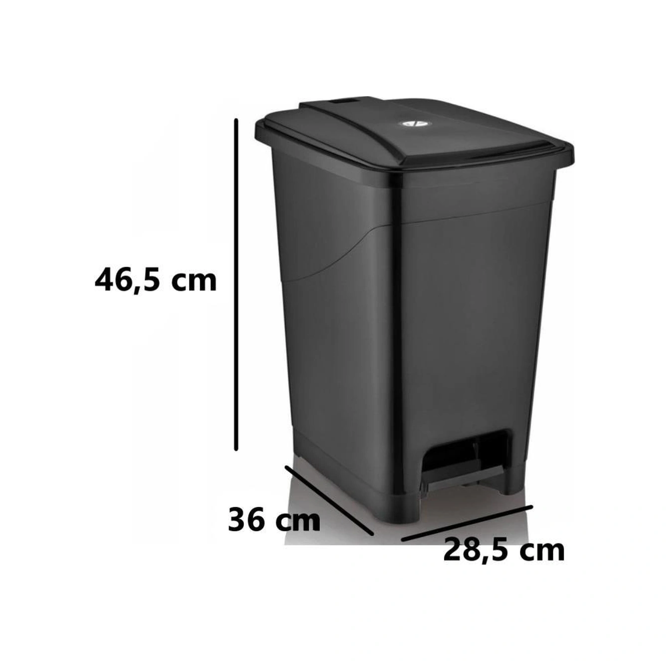 Omnipazar Srl-3029 Slim Pedallı Plastik Çöp Kovası İç Kovalı 25 Lt Siyah Siyah