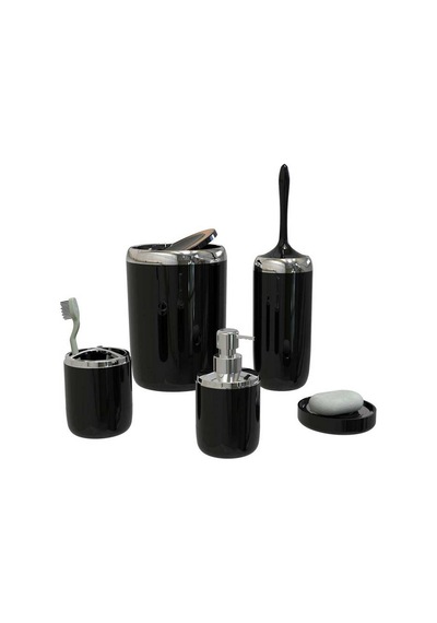 Primanova Lima Xl Krom Dekorlu 5 Prç Banyo Set Siyah