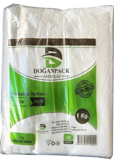 Doğanpack Şeffaf Naylon Bakkaliye Poşeti Torbası 1 KG  23 x 36 CM