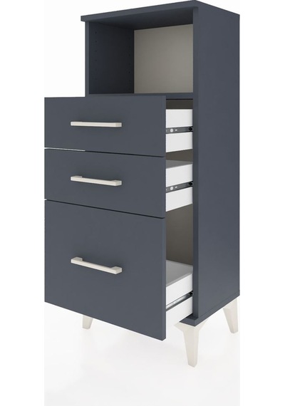 Arges Komodin Tek Raflı 3 Çekmeceli 44x30x106 Antrasit-antrasit Antrasit