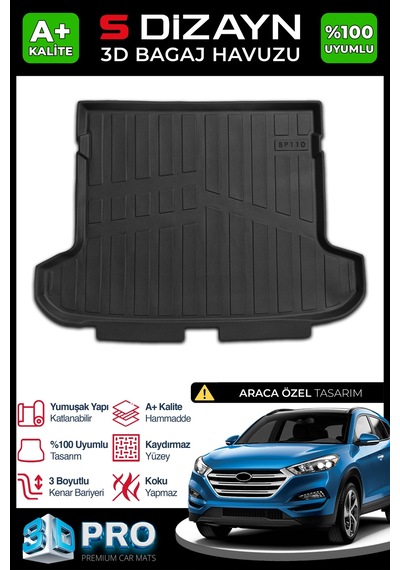 S-dizayn Hyundai Tucson 3d Pro Bagaj Havuzu 2015-2021 A+ Kalite