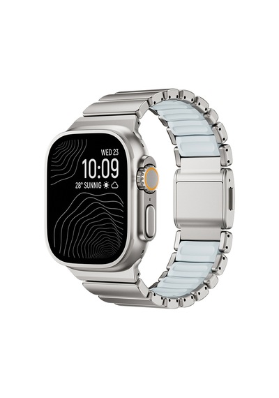 Watch 10 46mm Kordon Krd-151 Metal Silikon Kordon Gümüş-mavi