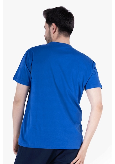 Yıldırımlar T-shirt V Yaka %100 Pamuk Saks Mavi