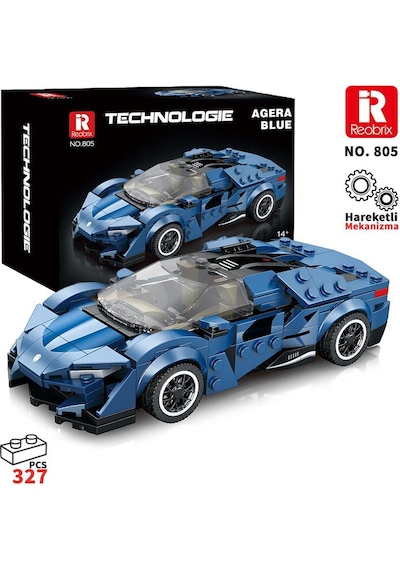 Reobrix Creator 805 Koenigsegg Agera Mavi Spor Araba Yaratıcı Yapı Blok Seti Building Blocks - 298 Parça