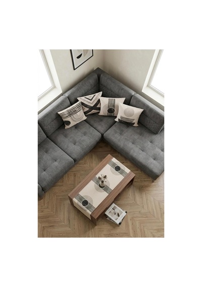 Basic Beige 4'lü Kırlent Kılıfı Seti Ve 1 Adet Runner Basic Beige - 902980989 Basic Beige