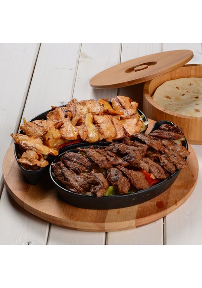 Lava Döküm 2 Adet Fajita Tavası ve Ahşap Altlığı. Yıngyang Şekill