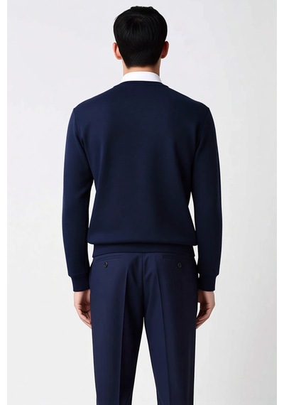 Benerly Erkek Polo Yaka Uzun Kol Oversize Kalıp Sweatshirt Fonksiyonel Da Lacivert