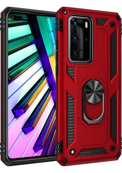 Huawei P40 Pro Kılıf Zore Vega Kapak Kırmızı