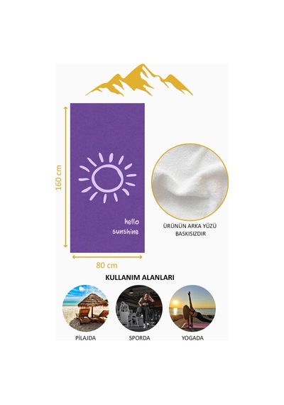 Dijital Baskı Plaj Deniz Havlusu Hello Sunshine Desenli Peştamal Hvl0005 Renkli