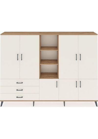 Arges Dolap 11 Raflı 3 Çekmeceli 7 Kapaklı 220x30x163 Çam-aytaşı Çam-aytaşı