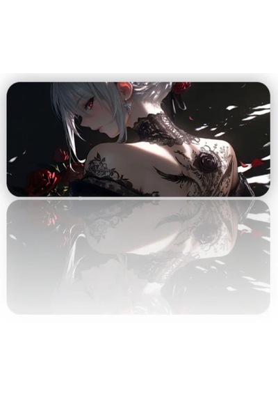 Kızıl Güller Anıme Baskılı 90x40 Kaymaz Taban Mousepad 90x40cm