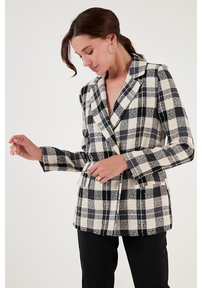 Lela Regular Fit Kruvaze Yaka Tüvit Blazer Bayan Ceket 611Ce0310 Siyah
