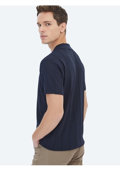 Kip Lacivert Regular Fit Kısa Casual Gömlek
