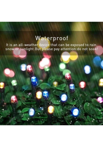 Güneş Enerjili 100 Led 12 Metre Rgb Çok Renkli Bahçe Aydınlatması Led Işık Diğer
