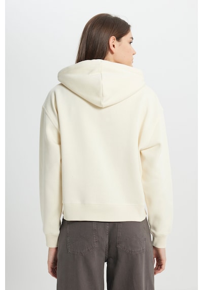 Regular Fit Normal Kesim Kapüşonlu İçi Polarlı Ekru Sweatshirt W242761A74 Ekru