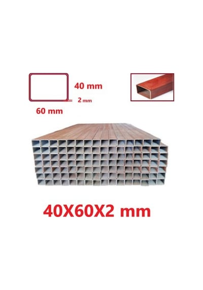 Boyalı 2mt 40 X 60 X 2 Mm Kutu Profil Boru Metal 40x60x2 Demir 10 Adet Çok Renkli