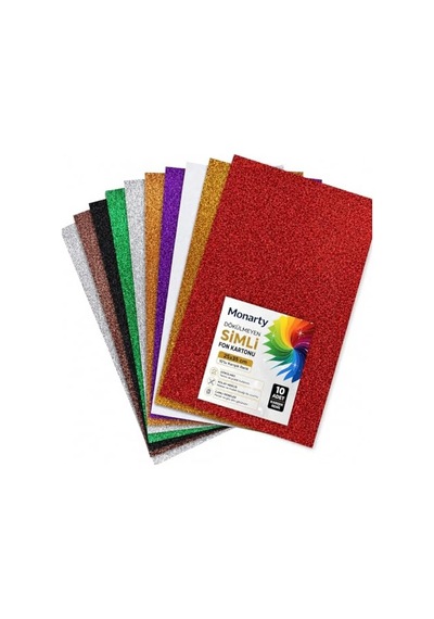 Dökülmeyen Simli Fon Kartonu 25x35 Cm 10'lu Karışık Renk