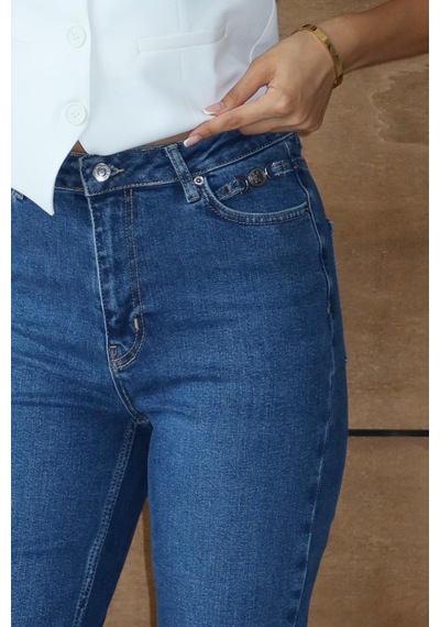 Lacarino7527 Kadın Mom Jean Pantolon Blue