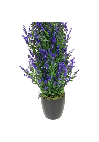 Yapay Çiçek Siyah Saksıda Mor Lavanta Ağacı 55cm