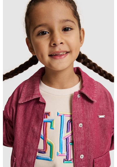 U.S. Polo Assn. Kız Çocuk Pembe Crop Top Çıtçıtlı Cepli Jean Ceket 50330115-vr041