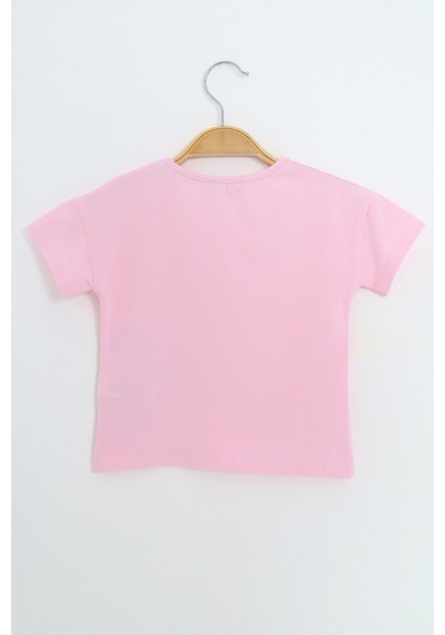 Toontoy Kids Toontoy Kız Çocuk Baskılı Tişört Açık Pembe